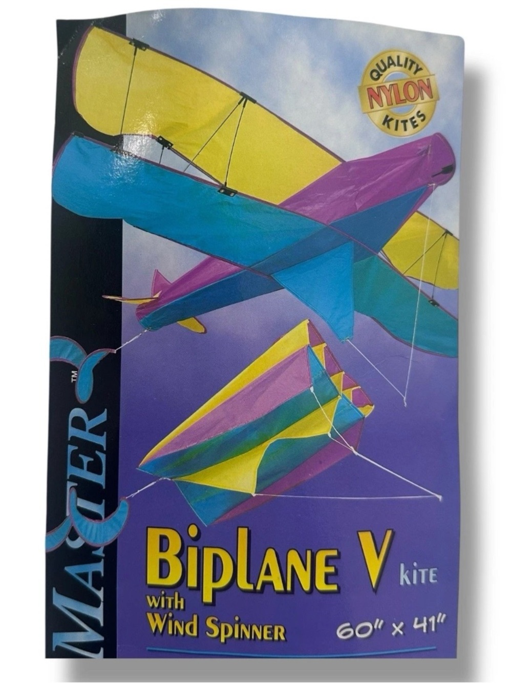 Vintage Kite Master BiPlane V Parafoil Kite Set Wind Spinner NEW